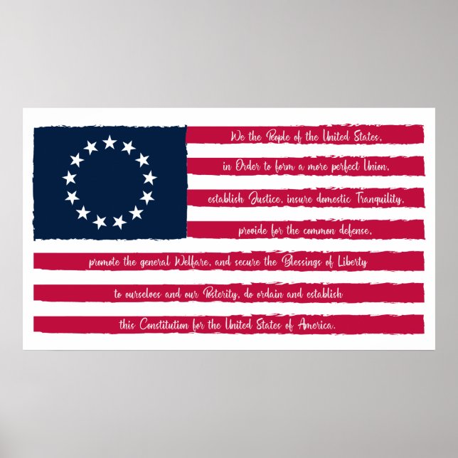Póster Preámbulo de la Constitución Bandera de Betsy Ross (Frente)