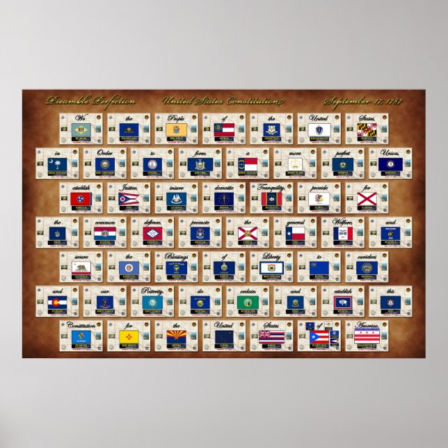 Póster Preámbulo del Poster de la Constitución de los Est (Frente)