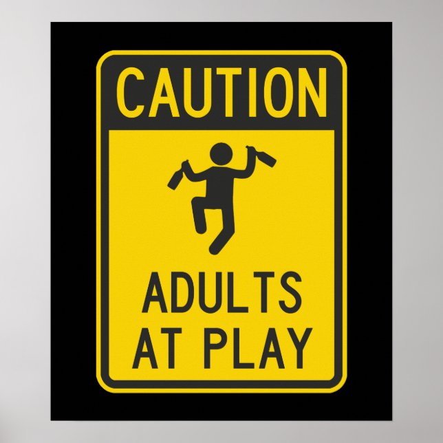 Póster Precaución de adultos en el juego (Frente)