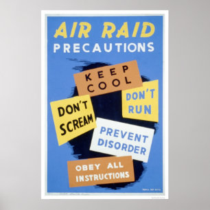 Póster Precauciones del ataque aéreo WPA 1941