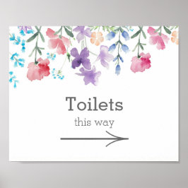Póster Preciosas flores silvestres | Letrero de baños de 
