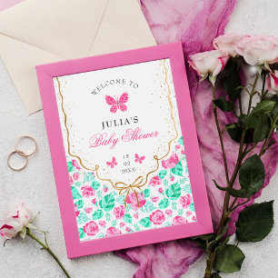 Póster Precioso arcoiris dorado floral Rosa Rosa claro ba