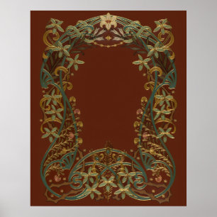 Póster Precioso Nouveau Floral Con Lirio
