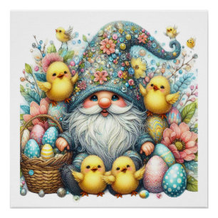 Póster Precioso tema de Gnome Easter