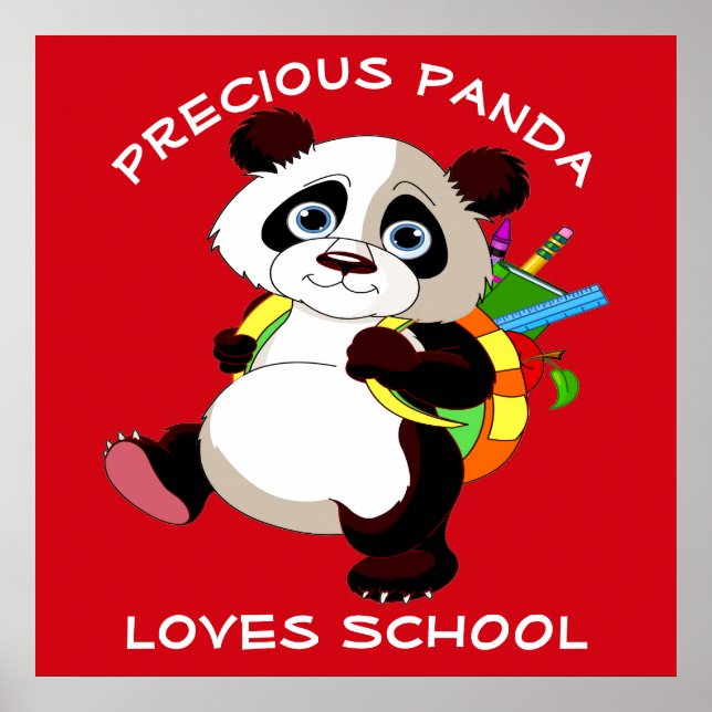 Póster Precious Panda ama a la escuela (Frente)
