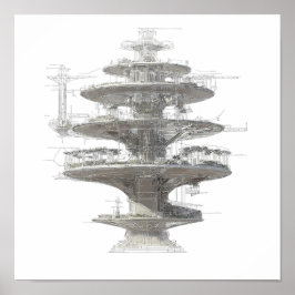 Póster Precision Engineering Art: Hydroponic Helix System