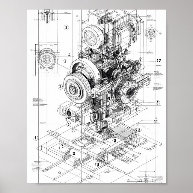 Póster Precision Engineering Art: Modular Machine (Frente)