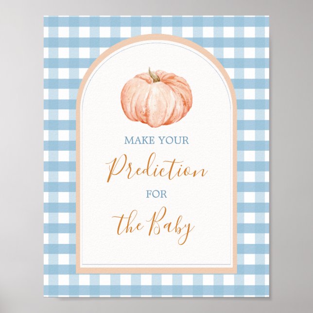 Póster Predicción de Boho Blue Gingham para el bebé (Frente)