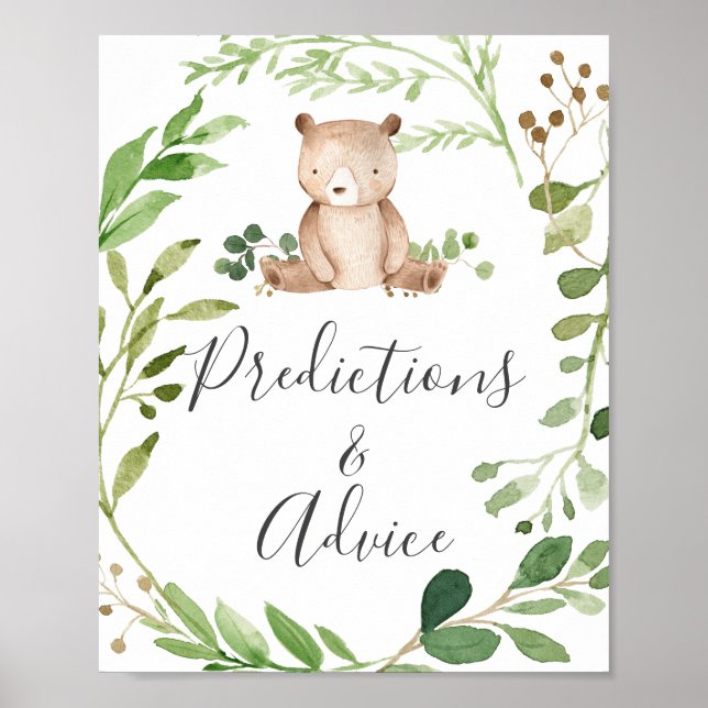 Póster Predicciones de Baby Shower y Rótulo de asesoramie (Frente)