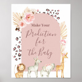 Póster Predicciones de Boho Safari Animales para el Poste