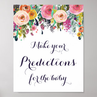 Póster Predicciones de flores para Rótulo de bebé Baby Sh