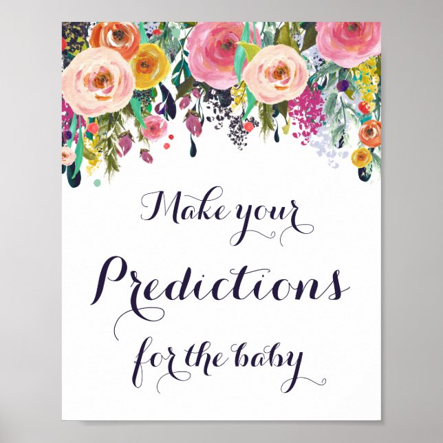 Póster Predicciones de flores para Rótulo de bebé Baby Sh (Frente)