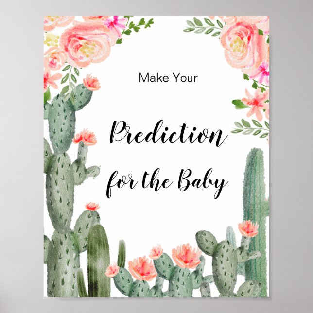 Póster Predicciones de la acuarela de Cactus para el bebé (Frente)