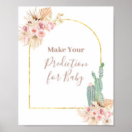 Póster Predicciones Florales de Boho Cactus para el Poste