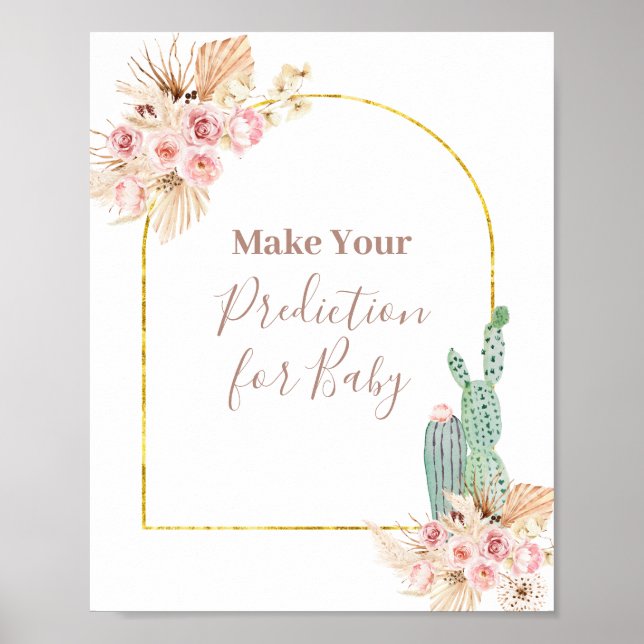 Póster Predicciones Florales de Boho Cactus para el Poste (Frente)