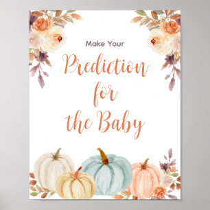 Póster Predicciones florales rusticas de calabaza para el