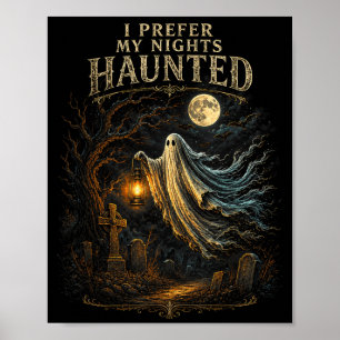 Póster Preferir Noches Asustadas Fantasma En Cementerio H
