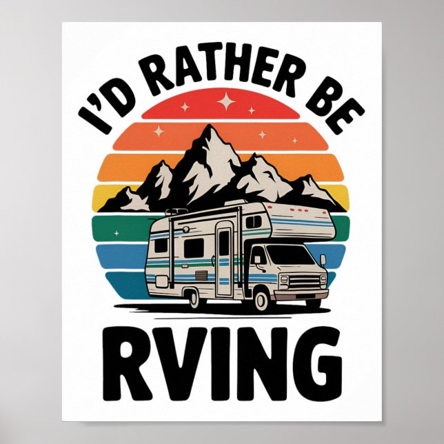 Póster Prefiero Ir De Camping Senderismo Divertido Rv Cam (Frente)
