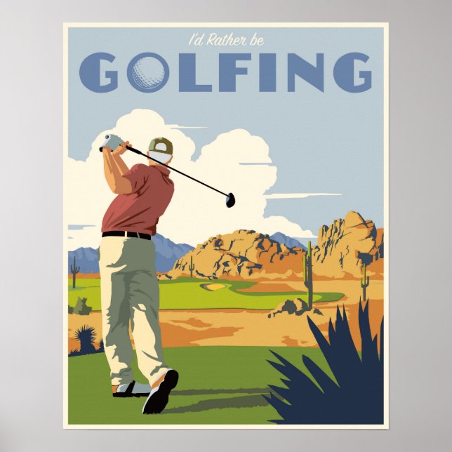 Póster Prefiero jugar golf (Frente)