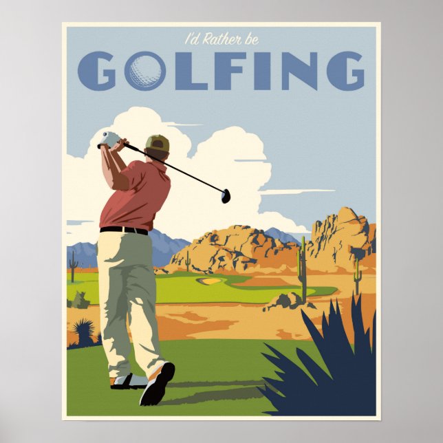 Póster ¡Prefiero jugar golf también! (Frente)