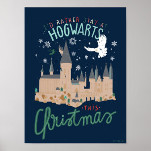 Póster Prefiero quedarme en Hogwarts, estos Navidades