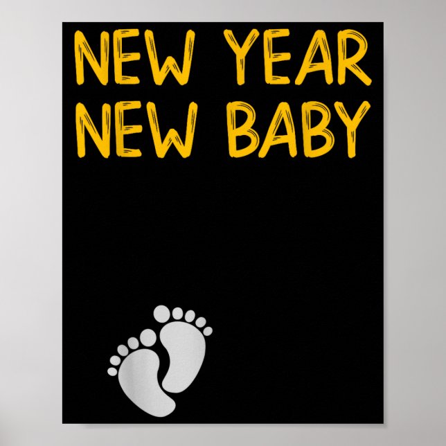 Póster Pregnancy Announcemen - New Year New Baby  (Frente)