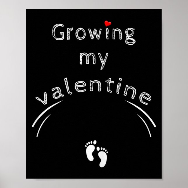 Póster Pregnancy Announcement Mom Gift - Growing My Valen (Frente)