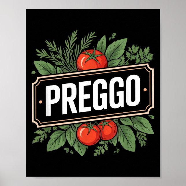 Póster Pregnancy Announcement Prego Pasta Sauce Funny Pre (Frente)