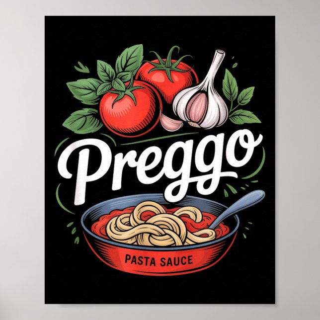 Póster Pregnancy Announcement Prego Pasta Sauce Funny Pre (Frente)