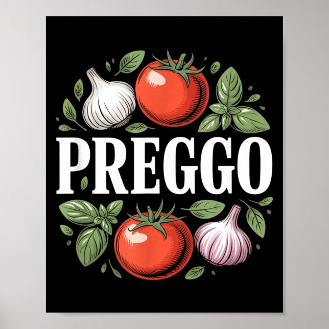 Póster Pregnancy Announcement Prego Pasta Sauce Funny Pre (Frente)