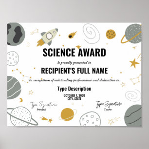 Póster Premio a la ciencia con tema espacial