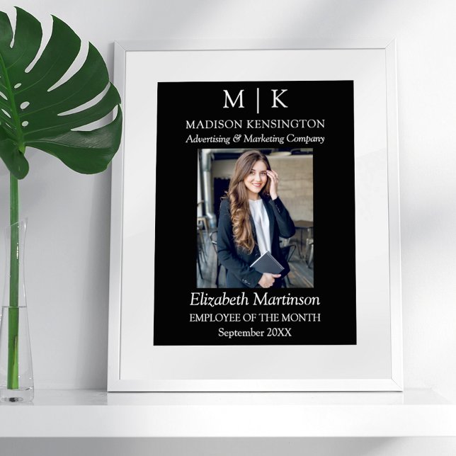 Póster Premio al Empleado Empresarial con Logotipo Monogr (Edit to Customize text, colors and more)