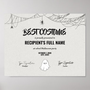 Póster Premio al mejor certificado de conducta de Hallowe