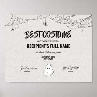 Póster Premio al mejor certificado de conducta de Hallowe