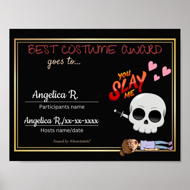 Póster Premio al mejor traje (Frente)