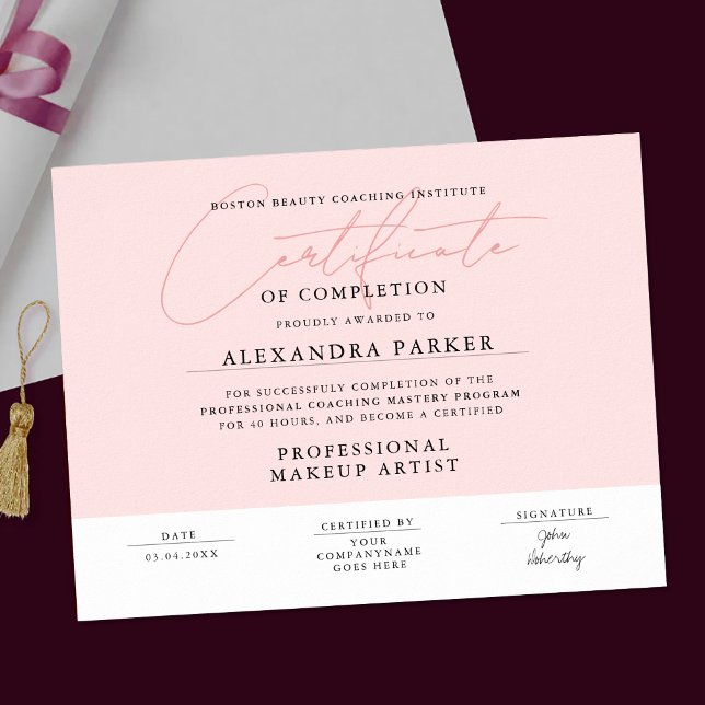 Póster Premio de Certificado Rosa Femenino y Blanco (Subido por el creador)