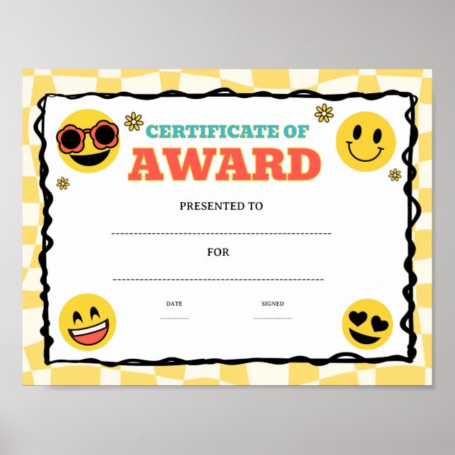 Póster premio de logro de clase divertido editable (Frente)