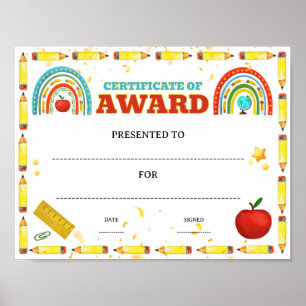 Póster premio de logro de clase escolar editable