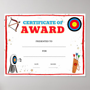Póster premio de logro de tiro con arco editable