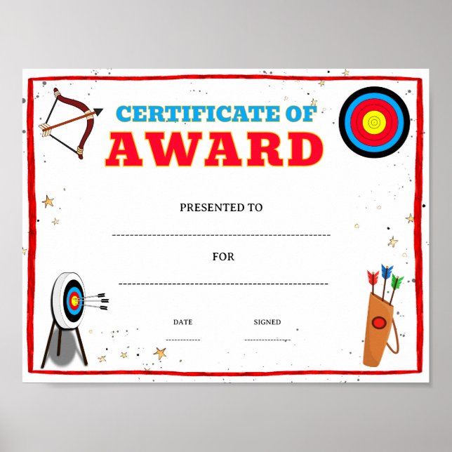 Póster premio de logro de tiro con arco editable (Frente)