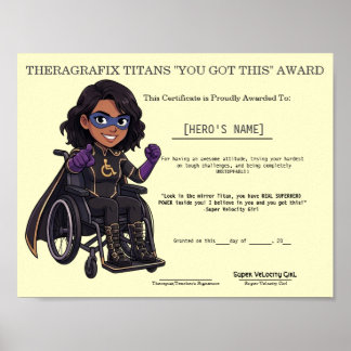 Póster Premio de Motivación de Superhéroe de Terapia Pedi