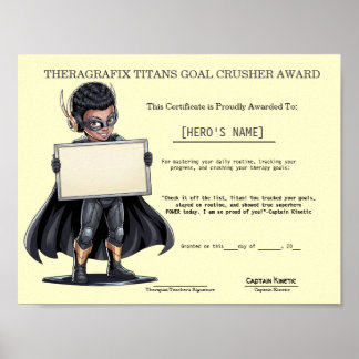 Póster Premio de Terapia Pediátrica Calmado y Capaz