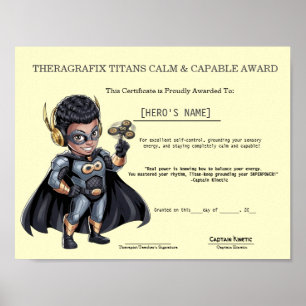 Póster Premio de Terapia Pediátrica Tranquilo y Capaz