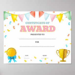 Póster premio editable de logro en el aula escolar