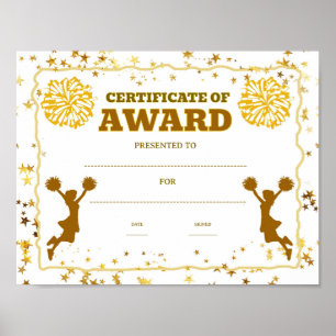 Póster premio editable por logro en porristas