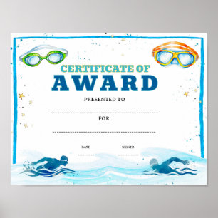 Póster premio logro natación editable