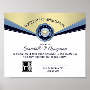 Póster Premios a los empleados del certificado de excelen