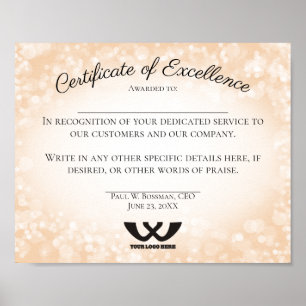 Póster Premios a los empleados del certificado de excelen
