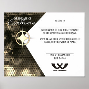 Póster Premios a los empleados del certificado de excelen