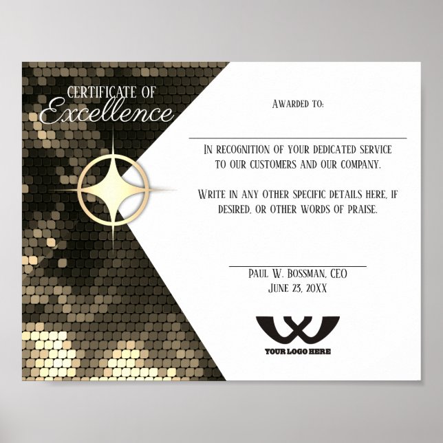 Póster Premios a los empleados del certificado de excelen (Frente)